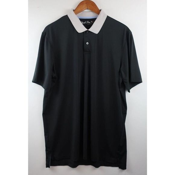 Short Par Other - SHORT PAR 4 by GREYSON Black Gray Polo Stretch Golf Shirt Made in Peru Large